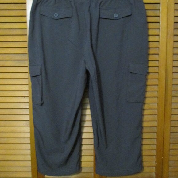 Wide leg capris dark gray pull on drawstring waist lots of pockets size XXL - Picture 8 of 9